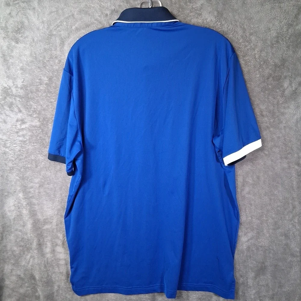 Adidas Golf Chest Colorblock Short Sleeve Polo Shirt Men Size Large Blue  White